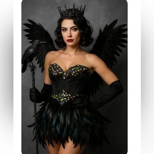 Sherri Hill Black Feather Strapless Dress